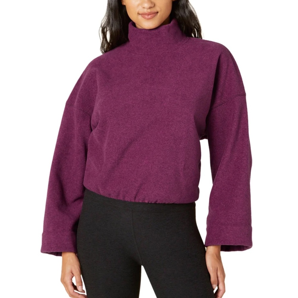 Beyond Yoga Back East Pullover Turtleneck Sweater Heathered Burgundy Size Large